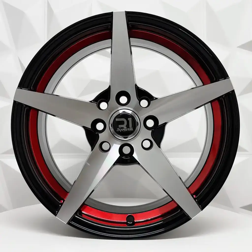 RIN 15X7 4-100/114.3 R1 SPORT DX427/5029 BLACK MACHINE FACE RED LINE ET35 CB73.1