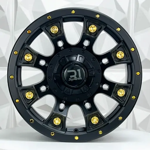 [154900] RIN 15X8 5-114.3 R1 SPORT QC837 MATE BLACK GOLD RIVETS ET0 CB83